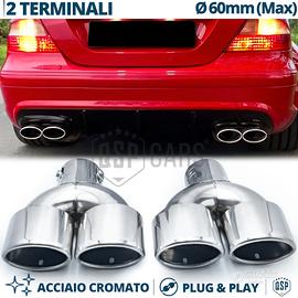 2 TERMINALI Scarico Doppi OVALI in Acciaio INOX
