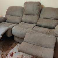 divano a tre posti relax 2 motori color tortora