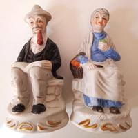 Coppia Statuine Porcellana Biscuit Vintage