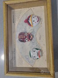 Qiadretto con maschere coreane. Dipinte a mano.