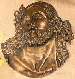 Fusione in bronzo bassorievo volto di Cristo 