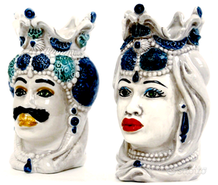 Caltagirone Ceramiche coppia teste di moro Ceramic
