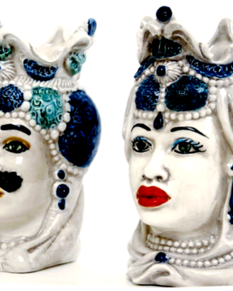 Caltagirone Ceramiche coppia teste di moro Ceramic
