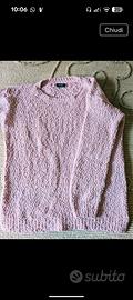 maglione rosa cipria con filo argento 