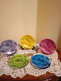 piattini shabby con rosa stampata 