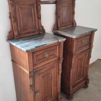 Coppia di comodini toscani fine '800, piano marmo