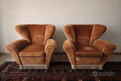 Salotto vintage anni 50 divano e 2 poltrone vellut