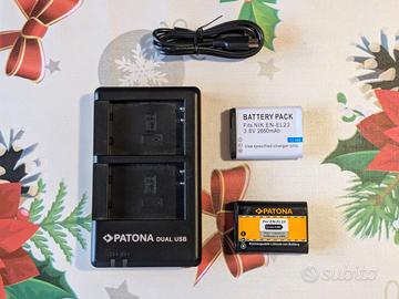 Caricabatterie Patona + 2 batterie per Nikon P900