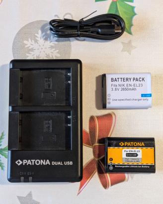 Caricabatterie Patona + 2 batterie per Nikon P900