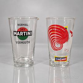 Lotto 2 Bicchieri Mixing Glass Martini & Cinzano