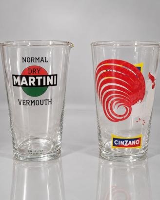 Lotto 2 Bicchieri Mixing Glass Martini & Cinzano