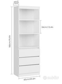 FirFurd Scaffale con 3 scomparti e 3 cassetti