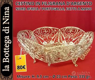 Cestino Filigrana Argento Ottagonale Fatto Mano