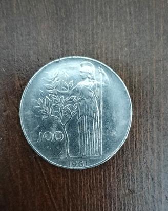 Moneta rara 100 Lire Minerva 1961