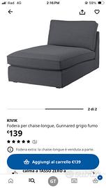 Fodera Kivik chaise longue gunnared grigio fumo