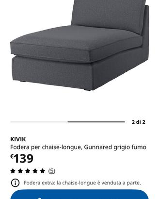 Fodera Kivik chaise longue gunnared grigio fumo