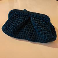 Borsa Clutch in fettuccia soft Mondial Blu Notte