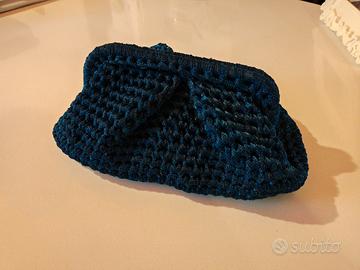 Borsa Clutch in fettuccia soft Mondial Blu Notte