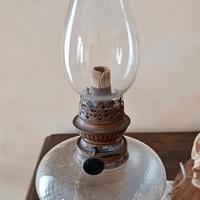 lampada ad olio SH vetro e base peltro fine 800