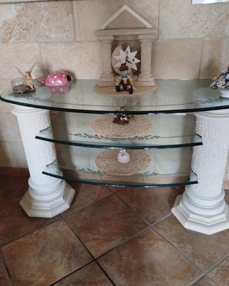 Console neoclassica in Pietra Leccese e Vetro