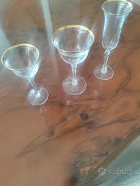 set bicchieri in cristallo bordo oro