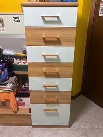 Cassettiera per camera o bagno a 7 cassetti