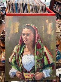 Quadro Mario Pittalis Donna di Bitti acrilico