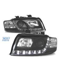 FARI PER AUDI A4 B6 00-04 FONDO NERO LUCE DIURNA A