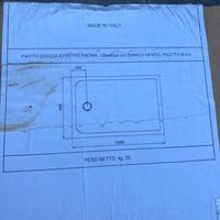 Piatto doccia effetto pietra 120x80x3cm bianco