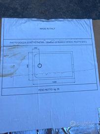 Piatto doccia effetto pietra 120x80x3cm bianco