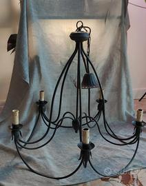 Lampadario chandelier ferro battuto