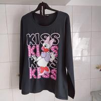 maglietta di cotone a manica lunga, con lavorazion