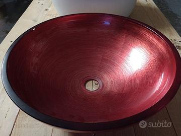 lavabo in vetro laccato rosso