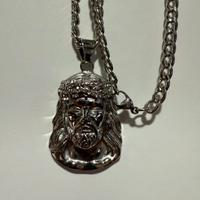 Collana Gesù con Zirconi - Acciaio Inossidabile