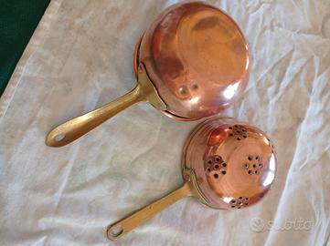 set colino e pentolino in rame da collezione 