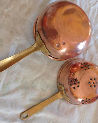 set colino e pentolino in rame da collezione 