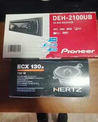 autoradio Pioneer più casse Hertz da 150 watt