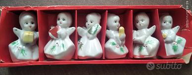 6 ANGELI IN PORCELLANA, con foro per appendere