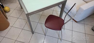 6 Sedie cromate in vera pelle