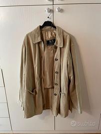 Giacca Oversize in vera pelle color beige. Kiros