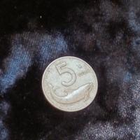 Moneta da 5 Lire delfino del 1953 