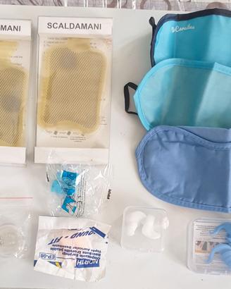 Set relax viaggio: scaldamani, mascherina, tappi
