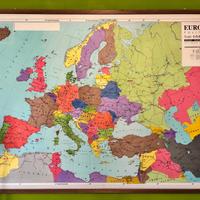 Carta geografica scolastica vintage EUROPA reverse