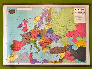 Carta geografica scolastica vintage EUROPA reverse