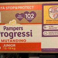 Pampers Progressi  5 junior 12/ 18 KG 102 pezzi