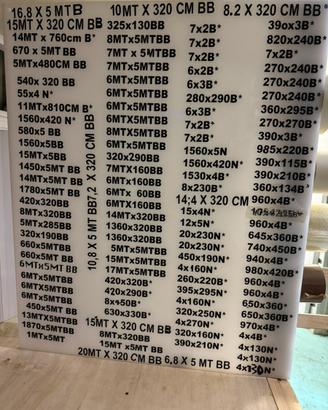 Teli in pvc Le misure disponibili