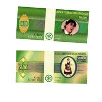 LEGA NORD 2 BANCONOTE 10000/50000 EUROLEGHE RARE-