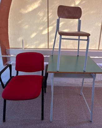 Lotto56pezzi28banchi+11sediescuola+17sedieufficio