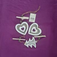 Decorazione Natale Shabbychic Cuori in Legno