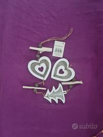 Decorazione Natale Shabbychic Cuori in Legno